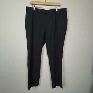 Sene Men's Pants‎ Sz 38x32 Black Dress Flat Front Chino Trousers Polyester
